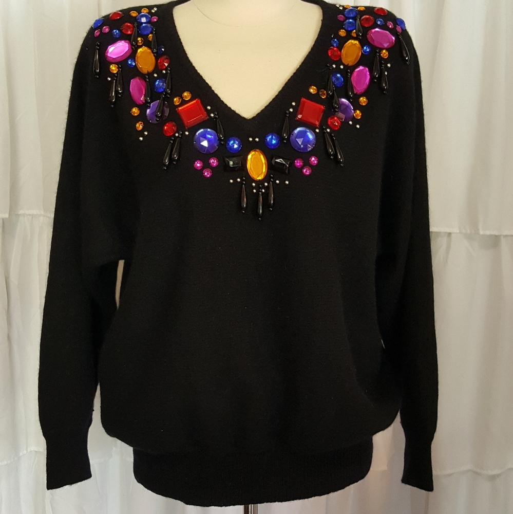 Vintage Spree International Jeweled and Beaded Sweater